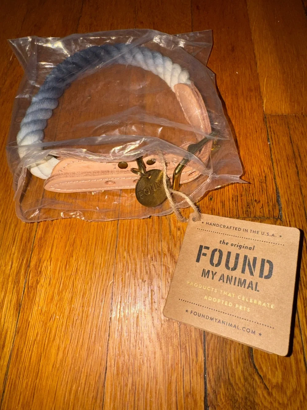 Found My Animal Handcrafted Ombre Cotton Rope and Leather Pet Accessory NWT